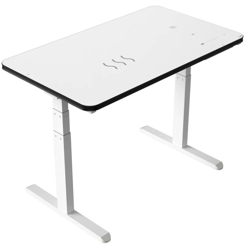 白いガラス板デュアルモーター電動リフティングテーブル